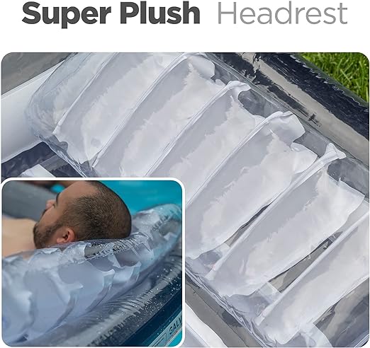 XL Floating Pool Bed, Inflatable Water Lounger Raft Float for Swimming/Tanning 70"x49" Navy Blue