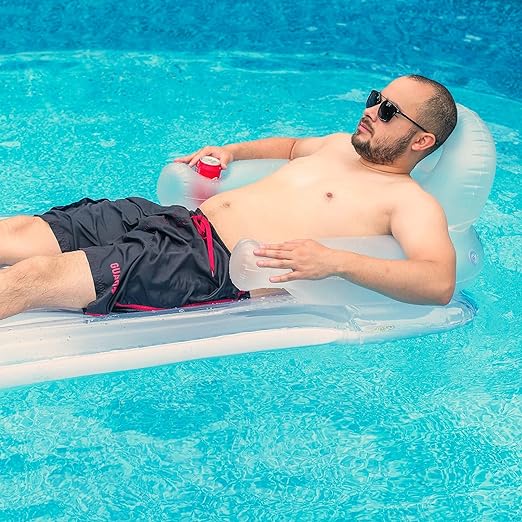 Pool Float for Adults,Inflatable Lounge Chair Recliner for Swimming/Tanning - Blue Marble