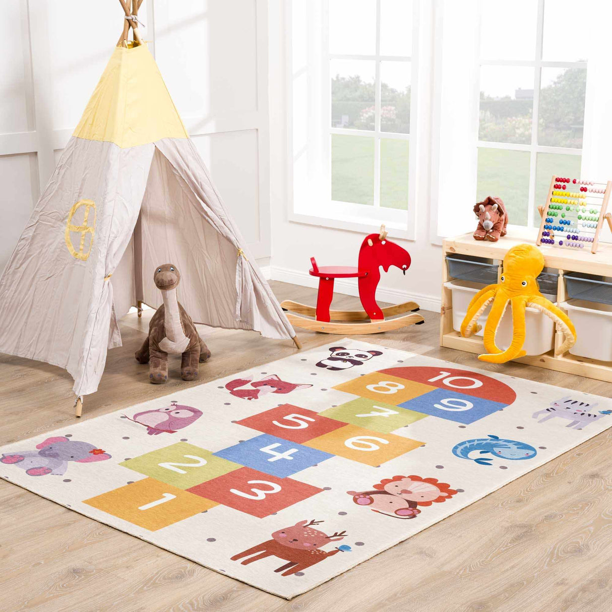 Lundy Kids Hopscotch Colorful Washable Area Rug - Clearance