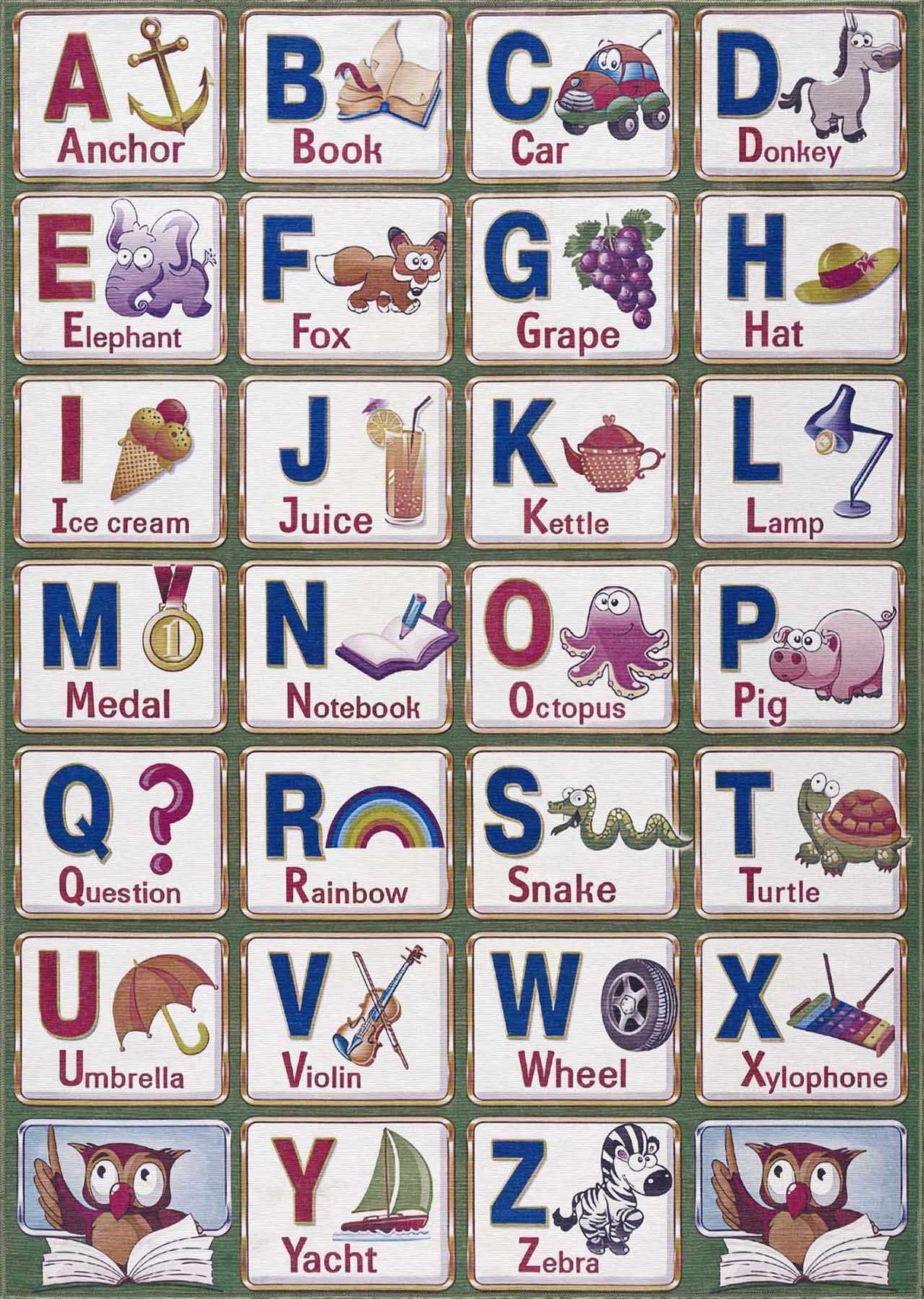Osric Colorful Alphabet Washable Kids Rug - Clearance