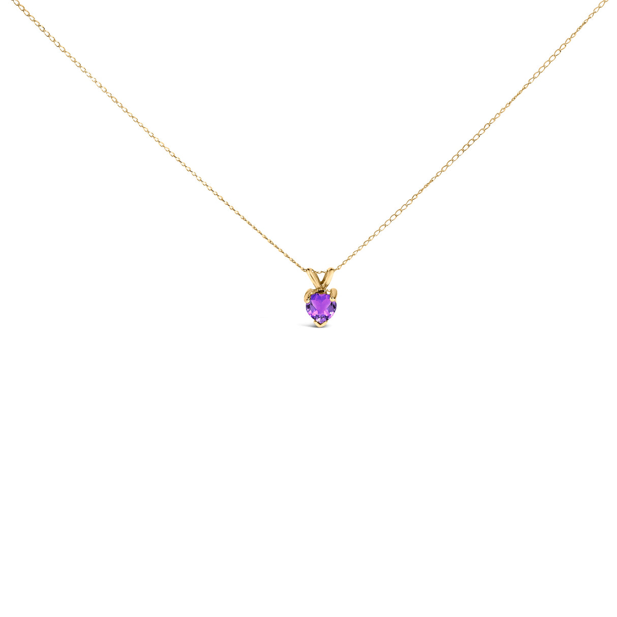 14K White Gold 5X5 MM Heart Shaped Purple Amethyst Solitaire Pendant Necklace