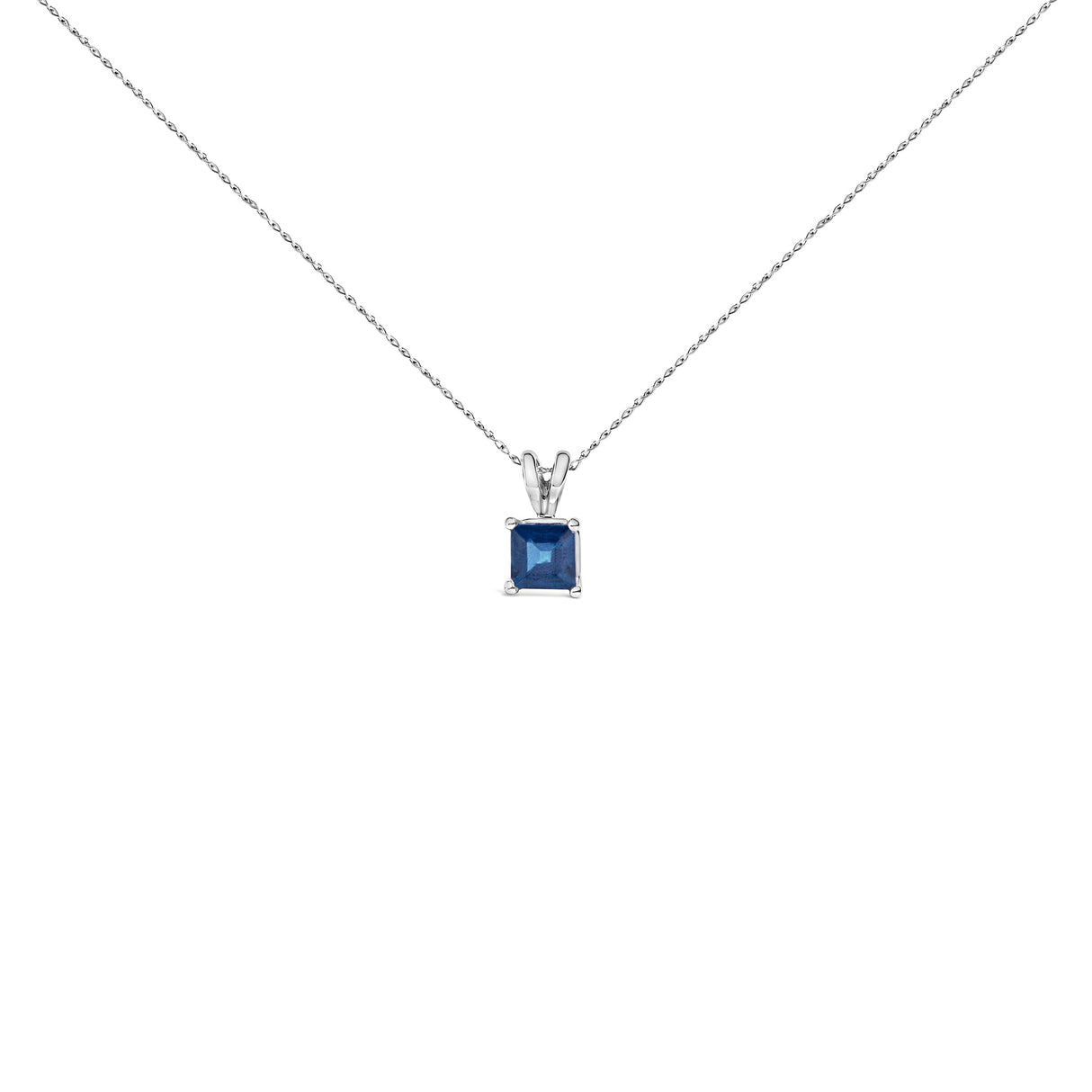 14K White Gold 5x5 MM Square Shaped Purple Amethyst Solitaire Pendant Necklace