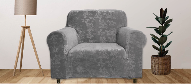 Floral Pattern Velvet Stretch Slipcover