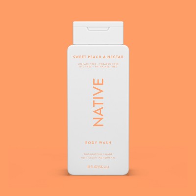 Native Body Wash Sweet Peach & Nectar Sulfate Free 18 fl oz