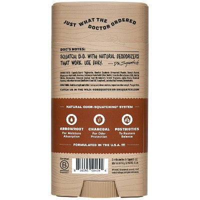 Dr. Squatch Men's Natural Solid Deodorant Wood Barrel Bourbon 2.65oz