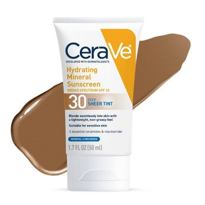 CeraVe Hydrating Mineral Tinted Face Lotion SPF 30 Deep EXP 12/2026 1.7 fl oz - Imperfect Box