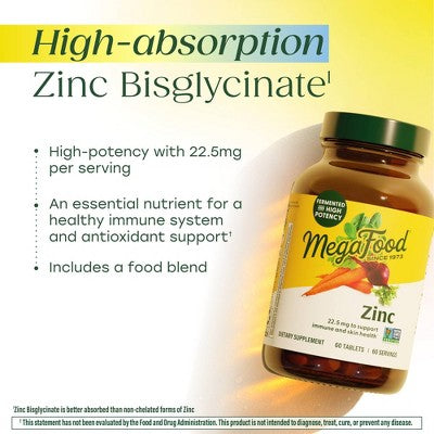 MegaFood Zinc Tablets 120ct - New