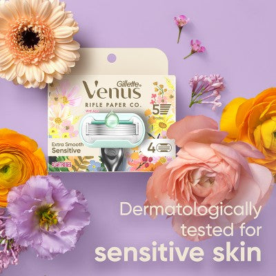 Rifle Paper Co. + Venus Deluxe Smooth Sensitive Razor Blade Refills 4ct