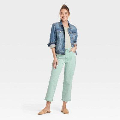 Women's High-Rise Straight Fit Cropped Jeans - Universal Thread Mint