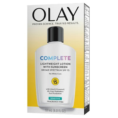 Olay Complete Face Lotion Moisturizer with Sunscreen Sensitive Skin SPF 15 6 fl oz - Missing Box