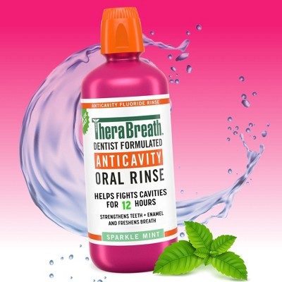 TheraBreath Anticavity Fluoride Mouthwash Sparkle Mint 33.8 fl oz