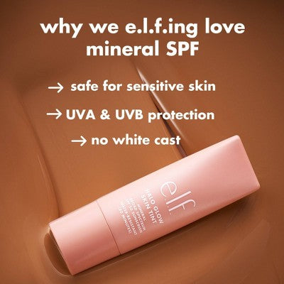e.l.f. Halo Glow Skin Tint Foundation Mineral SPF 50 6 Light Cool 1 fl oz - Imperfect Box