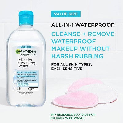 Garnier SkinActive Micellar Cleansing Water Unscented 23.7 fl oz - New