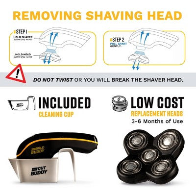 The Cut Buddy Bald Buddy Electric Cordless Head Shaver