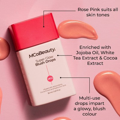 MCoBeauty Super Glow Blush Drops Rose 1.01 fl oz - New
