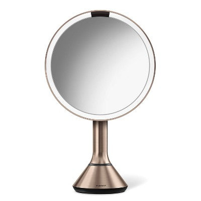 Simplehuman 8" LED Light Sensor Makeup Mirror 5x Magnification Rose Gold Steel