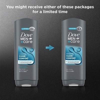 Dove Men+Care Clean Comfort Hydrating Body & Face Wash 18 fl oz