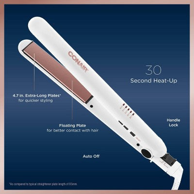 Conair Double Ceramic 1" Flat Iron Hair Straightener White
