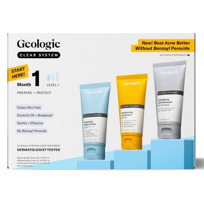 Geologie-Clear-System-Month-1-/-Level-1-Acne-Treatment-&-Skincare-Set-3pc-New-Acne-Treatments-&-Kits