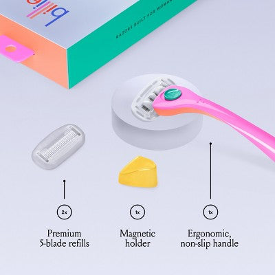 Billie Women's Malibu Razor Kit 1 Handle + Magnetic Holder + 2 Blade Refills