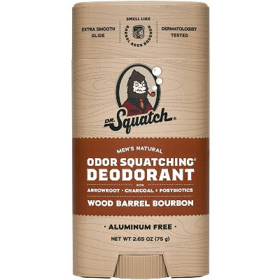 Dr. Squatch Men's Natural Solid Deodorant Wood Barrel Bourbon 2.65oz
