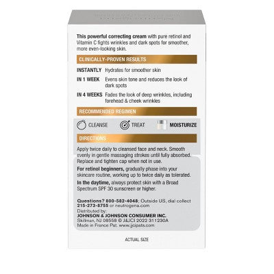 Neutrogena Rapid Tone Repair Retinol + Vitamin C Face and Neck Cream 1.7oz