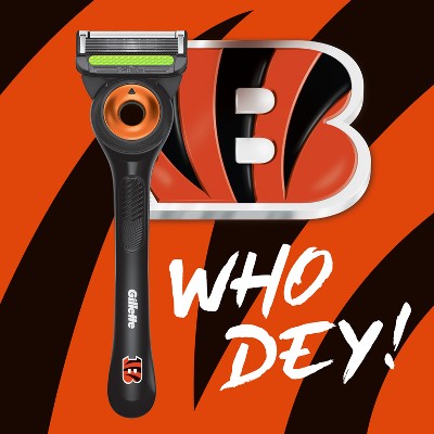 Gillette Labs Mens Special NFL Bengals Edition Shaving Razor with 4 Refills and Magnetic Stand