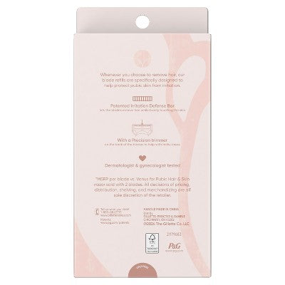 Venus For Pubic Hair and Skin Value Pack Razor Handle + 4 Blade Refills - Imperfect Box