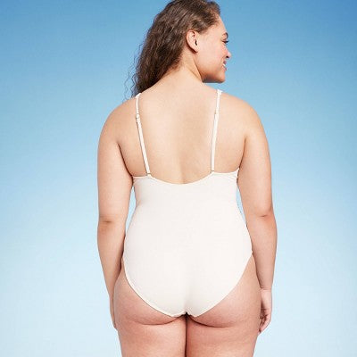 Women's Crepe Belted V-Neck One Piece Swimsuit - Shade & Shore