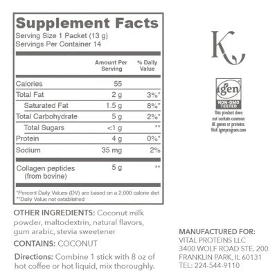 Vital Proteins Collagen Creamer Vanilla Stick Pack Box 0.46oz