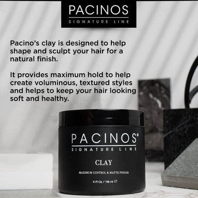 Pacinos Matte Clay 4oz - Strong Hold Texturizing Hair Clay