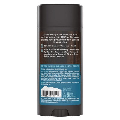 Every Man Jack All Over Solid Deodorant Coconut + Vanilla 2.6oz