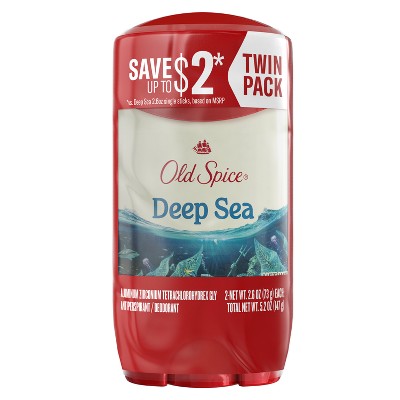 Old Spice Deep Sea Solid Antiperspirant & Deodorant for Men Sea Mineral Scent 2.6oz 2-Pack