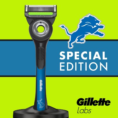 Gillette Labs NFL Lions Edition Shaving Razor with 4 Refills and Magnetic Stand