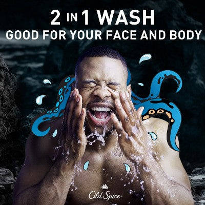 Old Spice Krakengard Body+Face Wash Deep Ocean Scent 33.4 fl