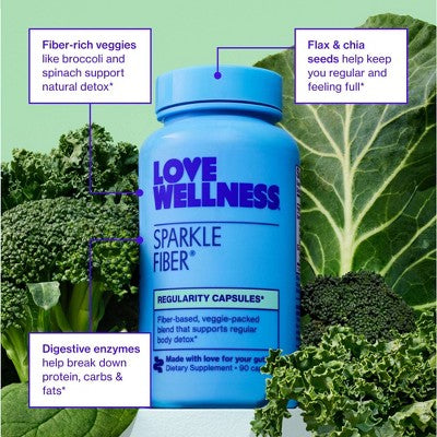 Love Wellness Sparkle Fiber Vegan Dietary Supplements 90ct