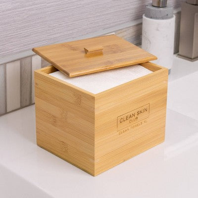 Clean Skin Club Clean Towels XL Original + Bamboo Container Cover 50ct - New