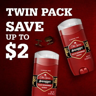 Old Spice Red Collection Solid Deodorant for Men Swagger Scent 2 Pack