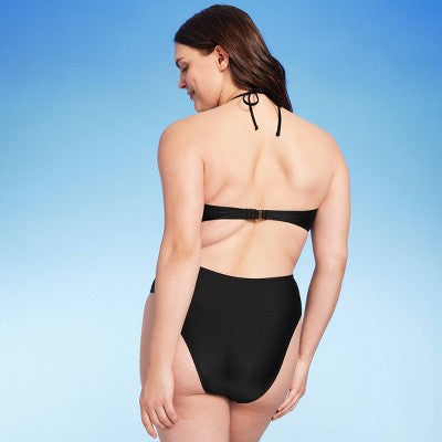 Women's Ring-Front Halter Monokini One Piece Swimsuit - Shade & Shore