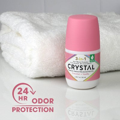 Crystal 3-in-1 Natural Mineral Roll-On Deodorant Coconut + Vanilla 2.25 fl oz