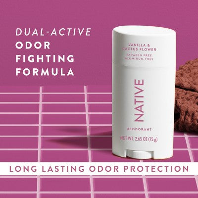 Native Solid Deodorant for Women & Men - Vanilla & Cactus Flower 2.65oz