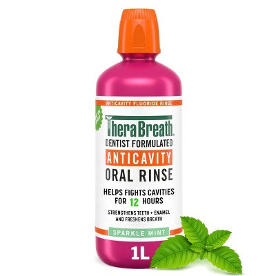 TheraBreath Anticavity Fluoride Mouthwash Sparkle Mint 33.8 fl oz