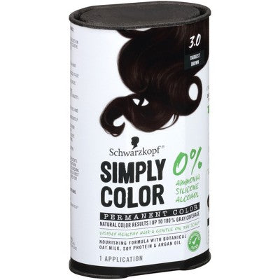 Schwarzkopf Simply Color Hair Color 3.0 Darkest Brown 5.7 fl oz