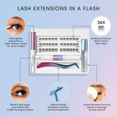KISS Products Falscara Lash Extension Kit Lengthening Wisps 36ct - Imperfect Box