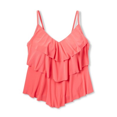 Aqua Green Women's Tankini Top Ruffles Tummy Control Swimwear UPF 50+ Swimsuit