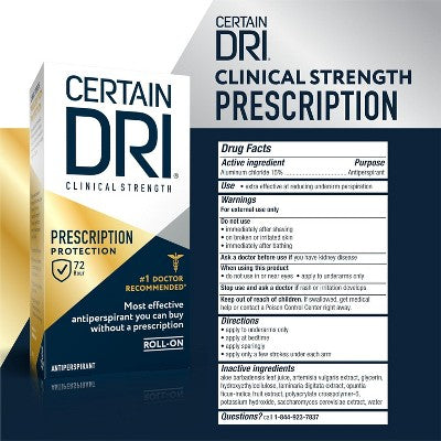 Certain Dri Prescription Strength Clinical Anti-Perspirant Roll-On 1.2 Oz