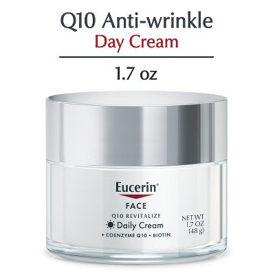 Eucerin Q10 Anti-Wrinkle Sensitive Skin Unscented Face Cream 1.7oz - New