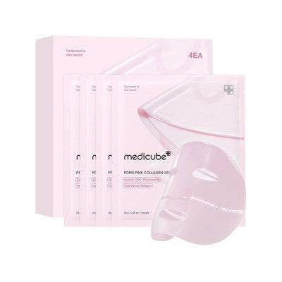 medicube PDRN Pink Collagen Gel Mask Korean Skincare Travel Size 0.98oz/4pk - Imperfect Box