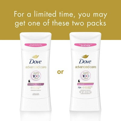 Dove Beauty Advanced Care Clear Finish 72-Hour Women's Antiperspirant & Deodorant Stick 2.6oz