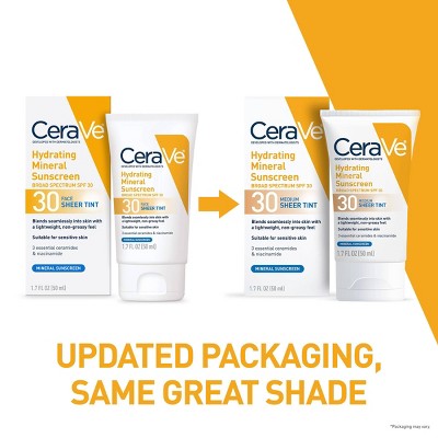CeraVe Hydrating Mineral Tinted Face Sunscreen Lotion - SPF 30 - Medium - 1.7 fl oz